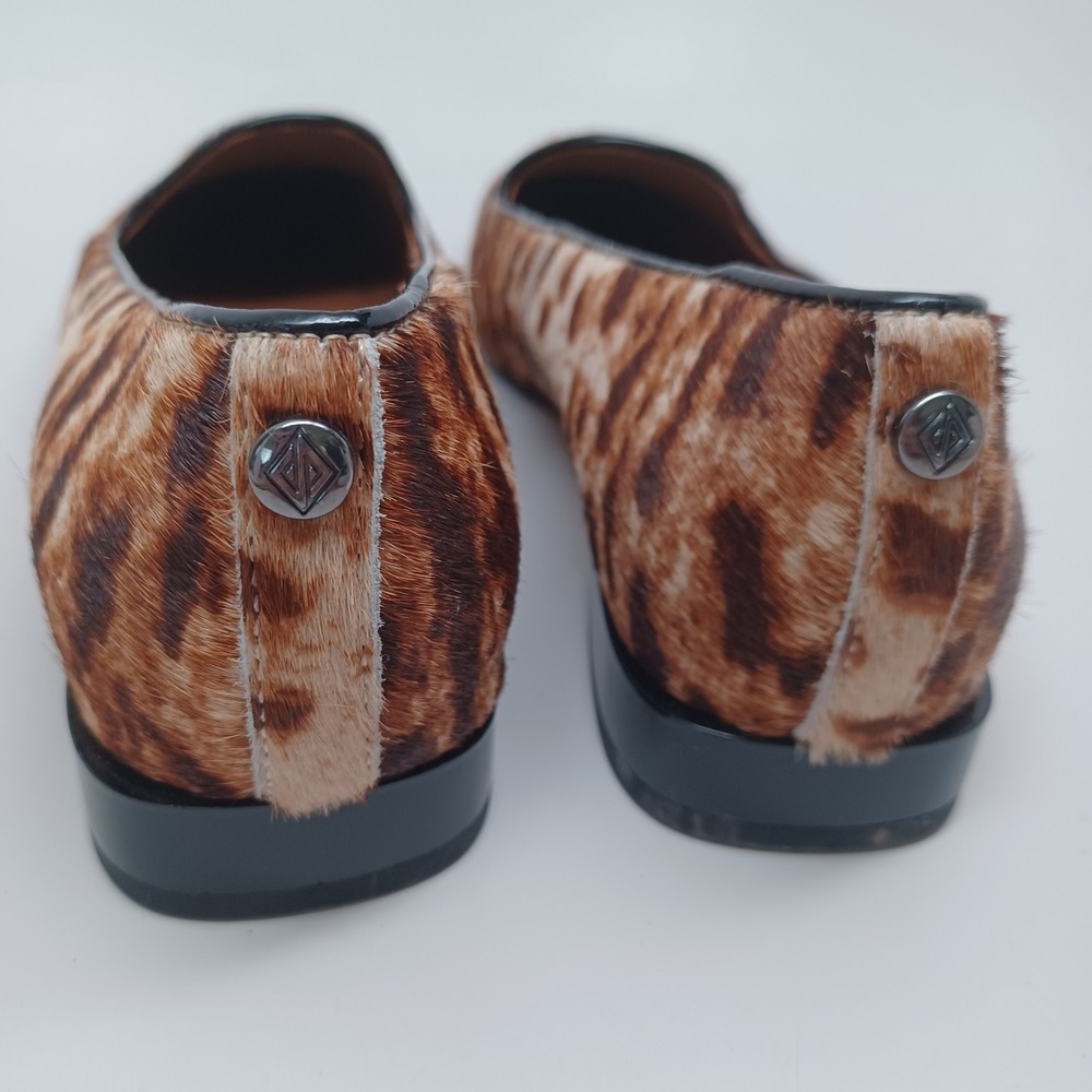 Donald Pliner Womens Leopard Calf Hair Reena Loafers Flats Brown Tan US 8.5 M - Picture 5 of 13